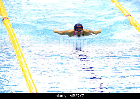 Tatsumi International Swimming Centre, Tokyo, Japan. 6 Apr, 2018. Hiroko Makino, April 6, 2018 - Schwimmen: JAPAN SCHWIMMEN 2018 Frauen 200 m Schmetterling Wärme bei Tatsumi International Swimming Centre, Tokyo, Japan. Credit: Naoki Nishimura/LBA SPORT/Alamy leben Nachrichten Stockfoto