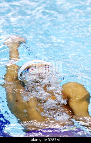 Tatsumi International Swimming Centre, Tokyo, Japan. 6 Apr, 2018. Ryosuke Irie, April 6, 2018 - Schwimmen: JAPAN SCHWIMMEN 2018 Männer 200 m Ruecken Wärme bei Tatsumi International Swimming Centre, Tokyo, Japan. Credit: Naoki Nishimura/LBA SPORT/Alamy leben Nachrichten Stockfoto