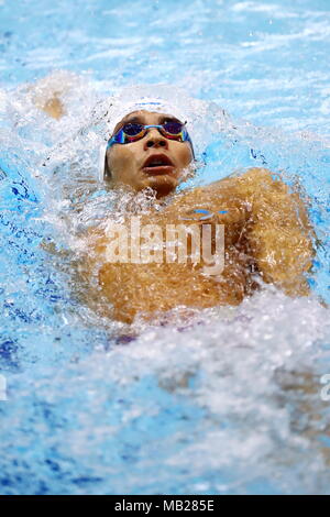 Tatsumi International Swimming Centre, Tokyo, Japan. 6 Apr, 2018. Ryosuke Irie, April 6, 2018 - Schwimmen: JAPAN SCHWIMMEN 2018 Männer 200 m Ruecken Wärme bei Tatsumi International Swimming Centre, Tokyo, Japan. Credit: Naoki Nishimura/LBA SPORT/Alamy leben Nachrichten Stockfoto