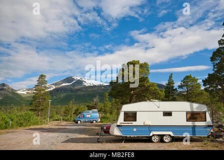 Camping in Stora Sjofallet Nationalpark, Norrbotten County, Schweden Stockfoto