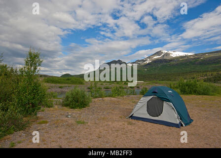 Camping in Stora Sjofallet Nationalpark, Norrbotten County, Schweden Stockfoto