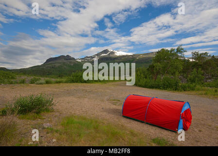 Camping in Stora Sjofallet Nationalpark, Norrbotten County, Schweden Stockfoto