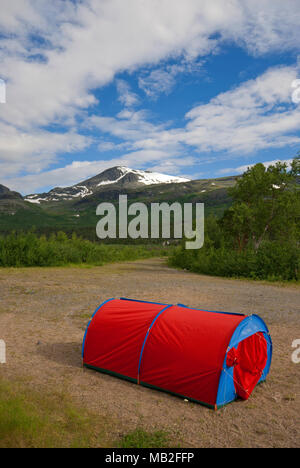 Camping in Stora Sjofallet Nationalpark, Norrbotten County, Schweden Stockfoto