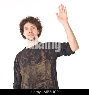 Portrt der Mann seine Hand winken Stockfotografie - Alamy Portrt der Mann seine Hand winken Stockfotografie - Alamy