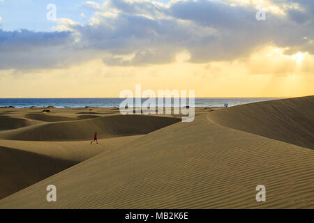 Gerippte und glatte Sand der Dünen von Maspalomas auf Gran Canaria. Stockfoto