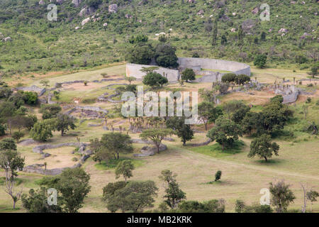 Great Zimbabwe in der Nähe von Masvingo in Simbabwe. Die Ruinen der Mauerwerk Gebäude wurden die Hauptstadt des Königreichs von Simbabwe während des Landes spät ICH Stockfoto