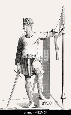 Otto II., genannt der rote (Rufus), Kaiser des Heiligen Römischen Reiches von 973 bis zu seinem Tod in 983. Stockfoto