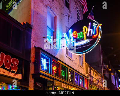 Memphis, TN-20.09.2010 2017: Memphis Musik ist eine populäre Musik Store auf der Beale Street in Memphis, Tennessee. Stockfoto