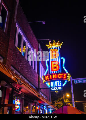 Memphis, TN/USA - 20.09.2010 2017: B.B. King's Blues Club in der Nacht auf der Beale Street, Memphis, TN am 19.09.20., 2017. Stockfoto