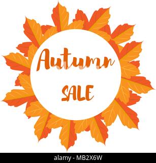 Herbst Laub Vektor verkauf Banner. Blätter im Herbst in einem Kreis Stock Vektor