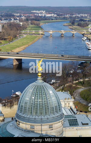 Dresden Luftaufnahme, Elbe und der Akademie der Bildenden Künste Stockfoto