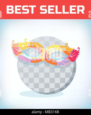 Maskerade. Maskerade kostüm Kopfschmuck. Karneval oder Halloween Mask. Cartoon Vector Illustration. Für spiele Vorlage. Stock Vektor