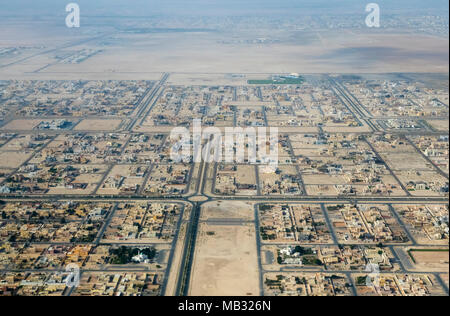 Ariel Blick auf die Vororte von Abu Dhabi, Vereinigte Arabische Emirate Stockfoto