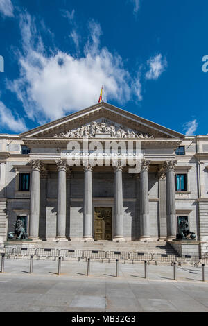 Kongress der Abgeordneten oder Congreso de los Diputados Gebäude, den Cortes Generales, legislative Spaniens, Madrid, Gemeinschaft von Stockfoto