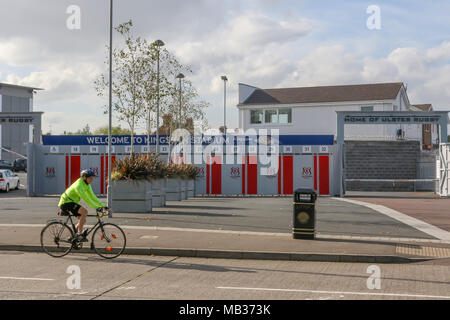 Die kingspan Stadion in Belfast, wo die Ulster Rugby Team spielt. Es ist die Heimat von Ulster Rugby und war früher als Ravenhill bekannt. Stockfoto