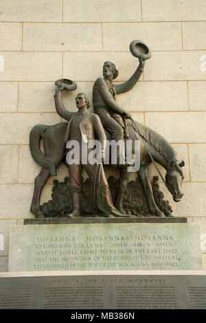 Dies ist der Ort, Denkmal, das ist der Ort, Heritage Park, Mormon Pioneer National Historic Trail, Salt Lake City, Utah Stockfoto