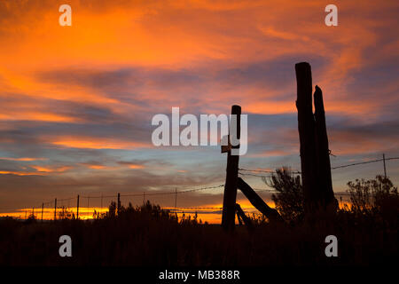 Ranching Zaun sunrise, San Juan County, Utah Stockfoto