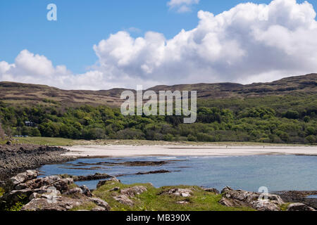 Die Mull nur Sandstrand in Calgary Bay hat eine Fläche von MACHAIR zwischen Land und Strand. Calgary Mull Inneren Hebriden Western Isles Schottland Großbritannien Stockfoto