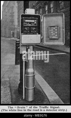 Eine 1930 gedruckte Foto zeigt das Innenleben einer Ampel in Großbritannien Stockfoto