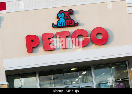 Ein petco Logo auf einem Store Front in Hagerstown, Maryland am 5. April 2018 gesehen. Stockfoto