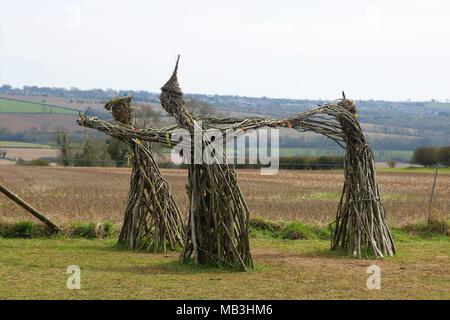 Drei Feen tanzen an Rollright Stones, Cotswold Hill, Oxfordshire und Warwickshire, Großbritannien Stockfoto