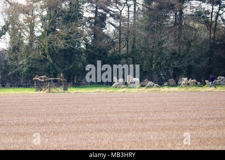 Rollright Stones des Königs Männer und drei Feen tanzen im Cotswold Hill, Oxfordshire und Warwickshire, Großbritannien Stockfoto