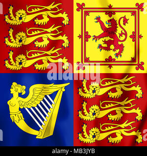 3D-Royal Standard des Vereinigten Königreichs. 3D-Darstellung. Stockfoto