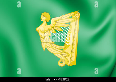 Grüne Harfe Flagge von Irland. 3D Illustration. Stockfoto