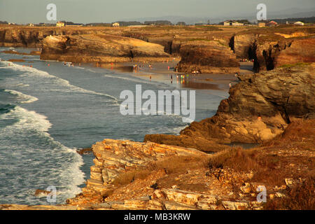 Praia Das Catedrais aufsuchen, Lugo, Galicien Stockfoto