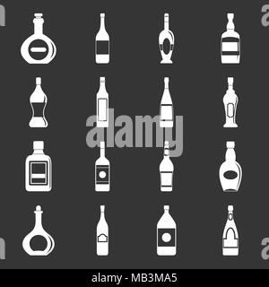 Flasche formen Icons Set grau Vektor Stock-Vektorgrafik