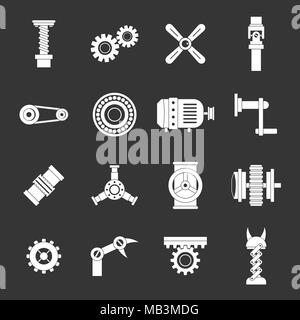 Techno Mechanismen kit Icons Set grau Vektor Stock Vektor