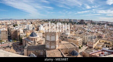 Überblick über die Stadt vom Turm der Kathedrale in Valencia Stockfoto