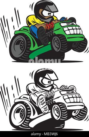 Cartoon racing Rasenmäher Vector Illustration Stock Vektor