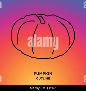 Kürbis Übersicht Bilder auf lila Hintergrund Stock Vektor