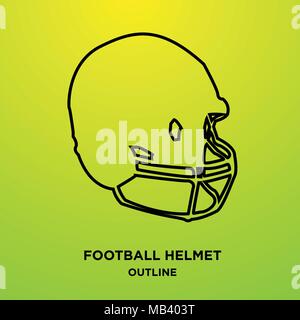 Football Helm Umrisse auf grünem Hintergrund Stock Vektor