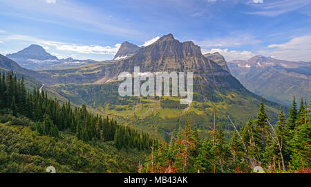 Bunte Spitzen aus einem Alpinen Ansicht im Glacier National Park in Montana Stockfoto