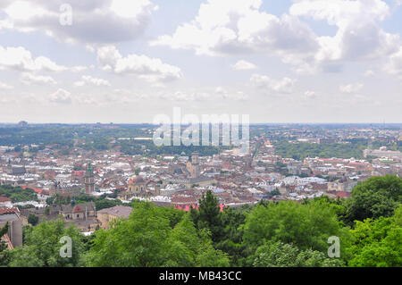 Lemberg Stadt aus Damm am Hohen Castle Hill, Ukraine gesehen Stockfoto