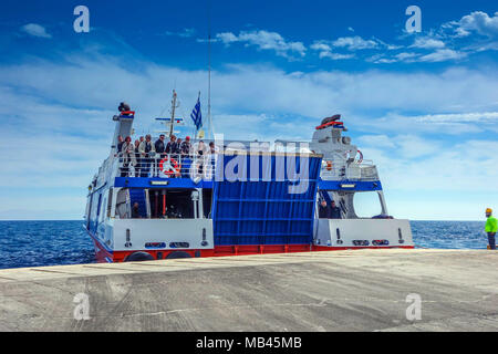 Dodekanes Express Katamaran Ankunft im Hafen von Kos Habor, von Rhodos Stockfoto