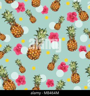 Ananas nahtlose Muster. Vector Illustration. Stock Vektor