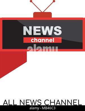 Alle news channel Logo auf weissem Hintergrund für Ihre Web isoliert, mobile und app Design Stock Vektor