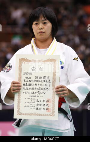 Fukuoka, Japan. 7 Apr, 2018. Shori Hamada Judo: All Japan ausgewählte Judo's Meisterschaften Frauen -78 kg Preisverleihung Match in Fukuoka, Japan. Credit: Sho Tamura/LBA SPORT/Alamy leben Nachrichten Stockfoto