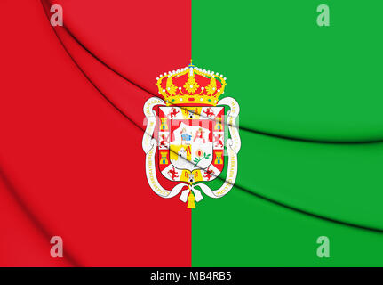 3D Flagge der Stadt Granada, Spanien. 3D Illustration. Stockfoto