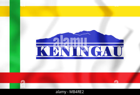 3D Flagge von Keningau (Sabah), Malaysia. 3D Illustration. Stockfoto
