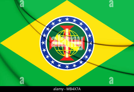 Neue imperiale Flagge von Brasilien. 3D-Darstellung. Stockfoto