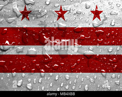 Flagge von Washington D.C. mit Regentropfen Stockfoto