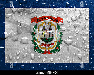 Flagge von West Virginia mit Regentropfen Stockfoto