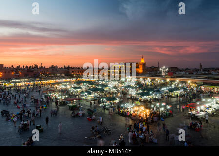 Platz Jemaa el-Fna, Marrakesch, Marokko Stockfoto