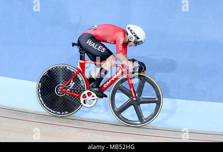 Wales' Elinor Barker während 25 der Frauen km Punkte Rennen Finale bei den Anna Meares Velodrom bei Tag drei der Commonwealth Games 2018 in der Gold Coast, Australien. Stockfoto