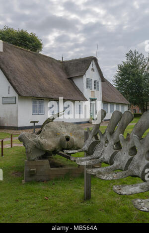 Heimatmuseum oder lokalen Museum, eine traditionelle friesische Haus mit Reetdach, Keitum, Nordsee Insel Sylt, Schleswig-Holstein, Deutschland Nord Stockfoto