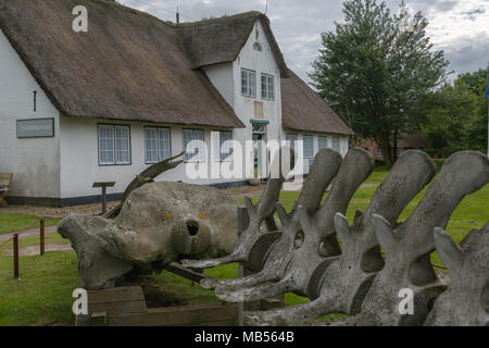 Heimatmuseum oder lokalen Museum, eine traditionelle friesische Haus mit Reetdach, Keitum, Nordsee Insel Sylt, Schleswig-Holstein, Deutschland Nord Stockfoto